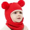 New Baby Boy Girl Hats Scarf All In One Winter Thicken Plus Velvet Face Ear Protection Knitted Cap Outdoor Toddler Kids Warm Hat