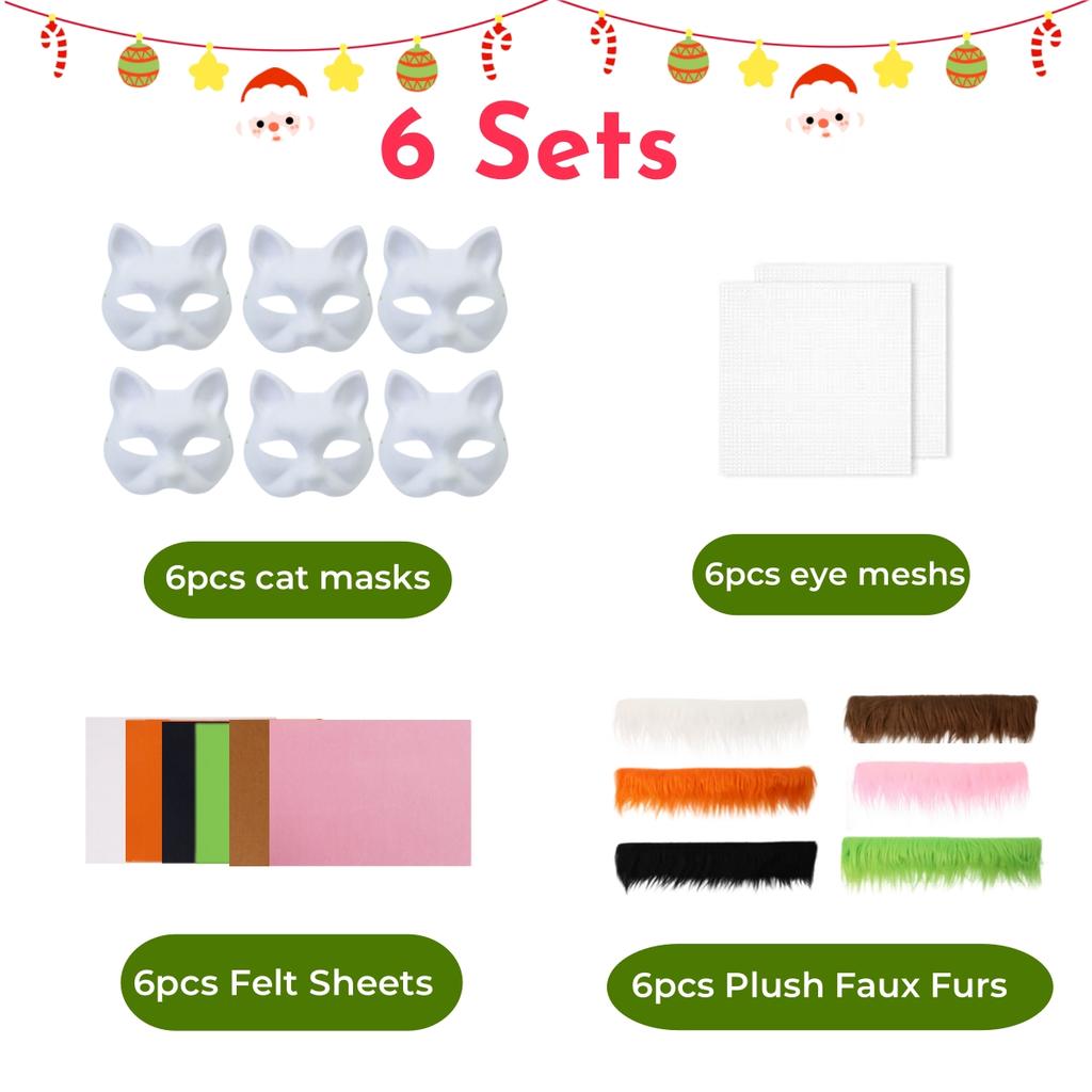 6-24 Sets Therian Mask Kit Paper Blank Masks White Masquerade Masks DIY Animal Half Facemasks for Cosplay Party Birthday Xmas