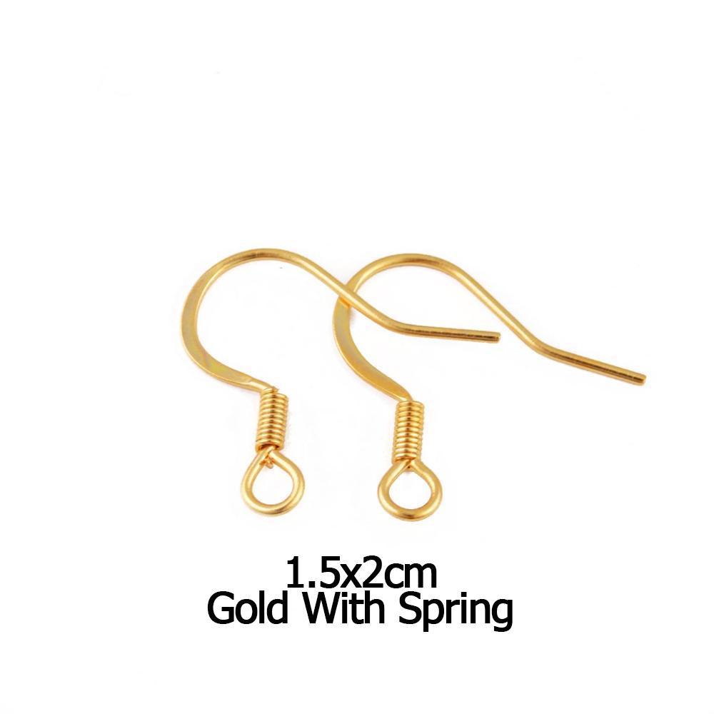 50 Stück/Los Goldfarbe Edelstahl Ohrhaken Ohrstecker Verschlüsse Mit Feder Ohrhaken Für Schmuckherstellung Zubehör
