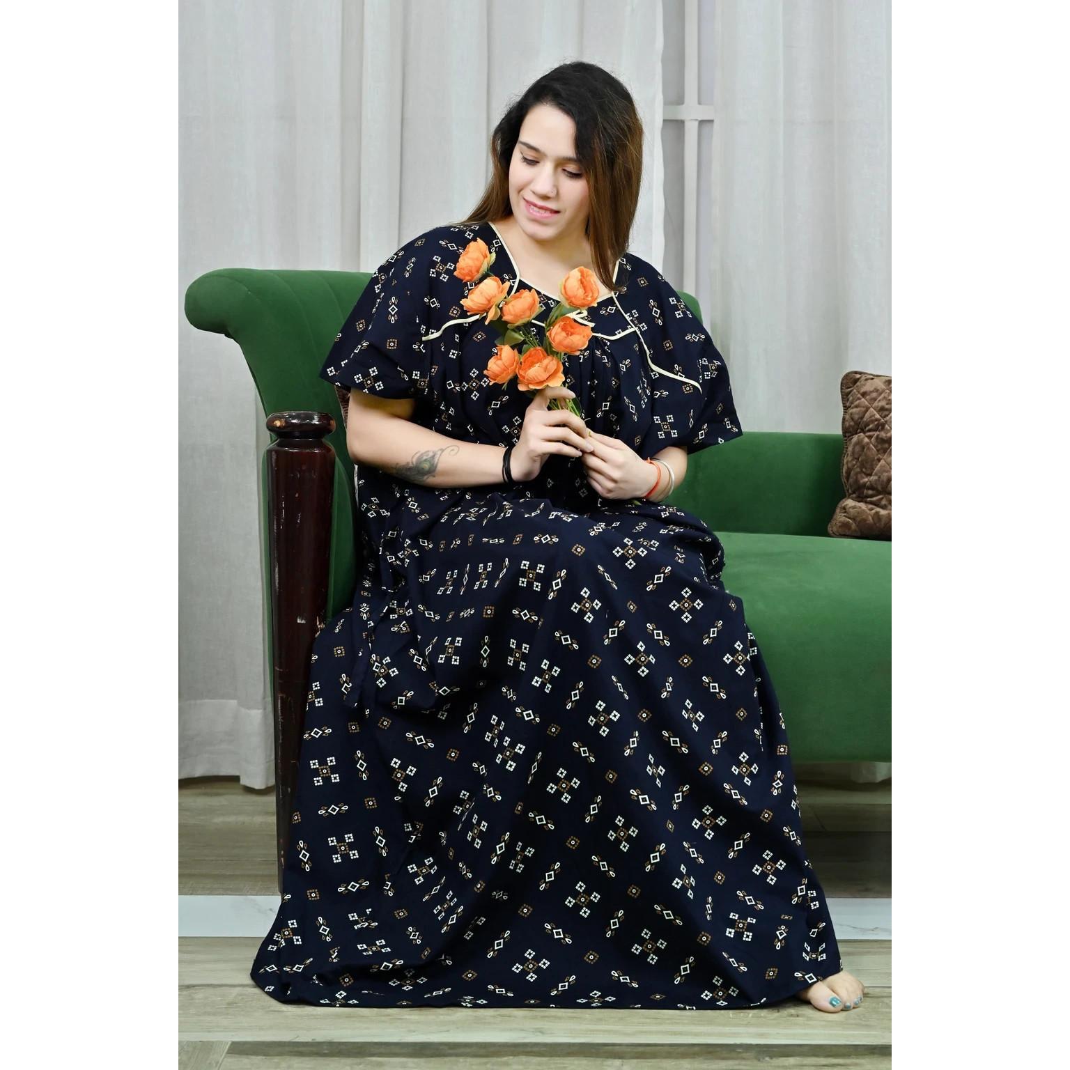 

Cotton Women Plus Size Nighty Indian Sleepwear Breathable Maxi Gown Dress Free-60