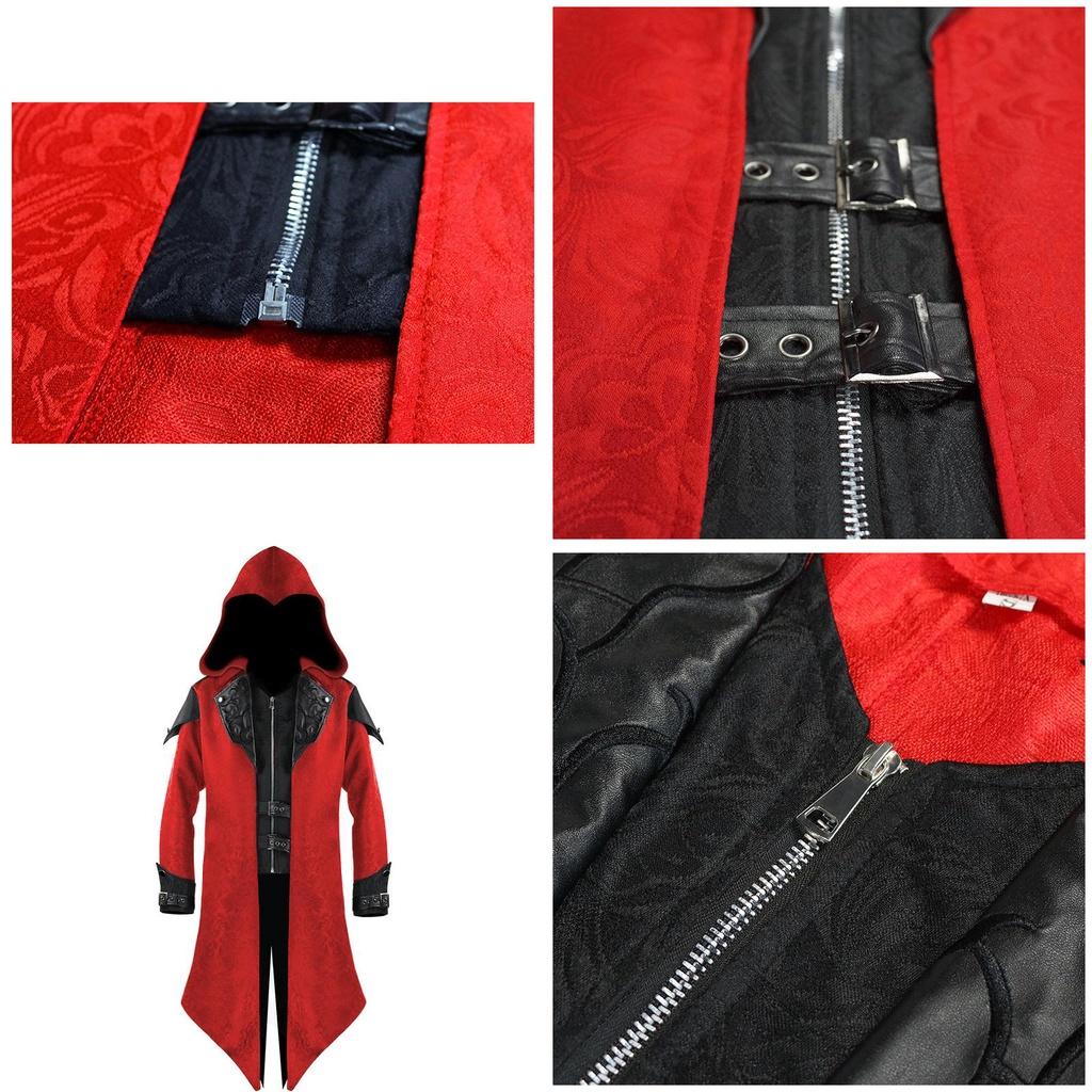 Stunning Medieval Halloween Retro Stitching Jacket For Men With Long Sleeves