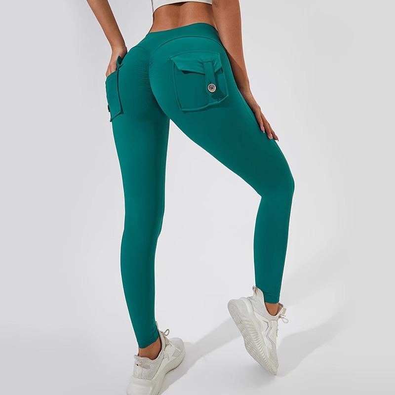 High Waist Cargo Pocket Yoga Pants - Women's Elastic, Hip-Lifting, Quick-Dry, Skinny Fitness Pants