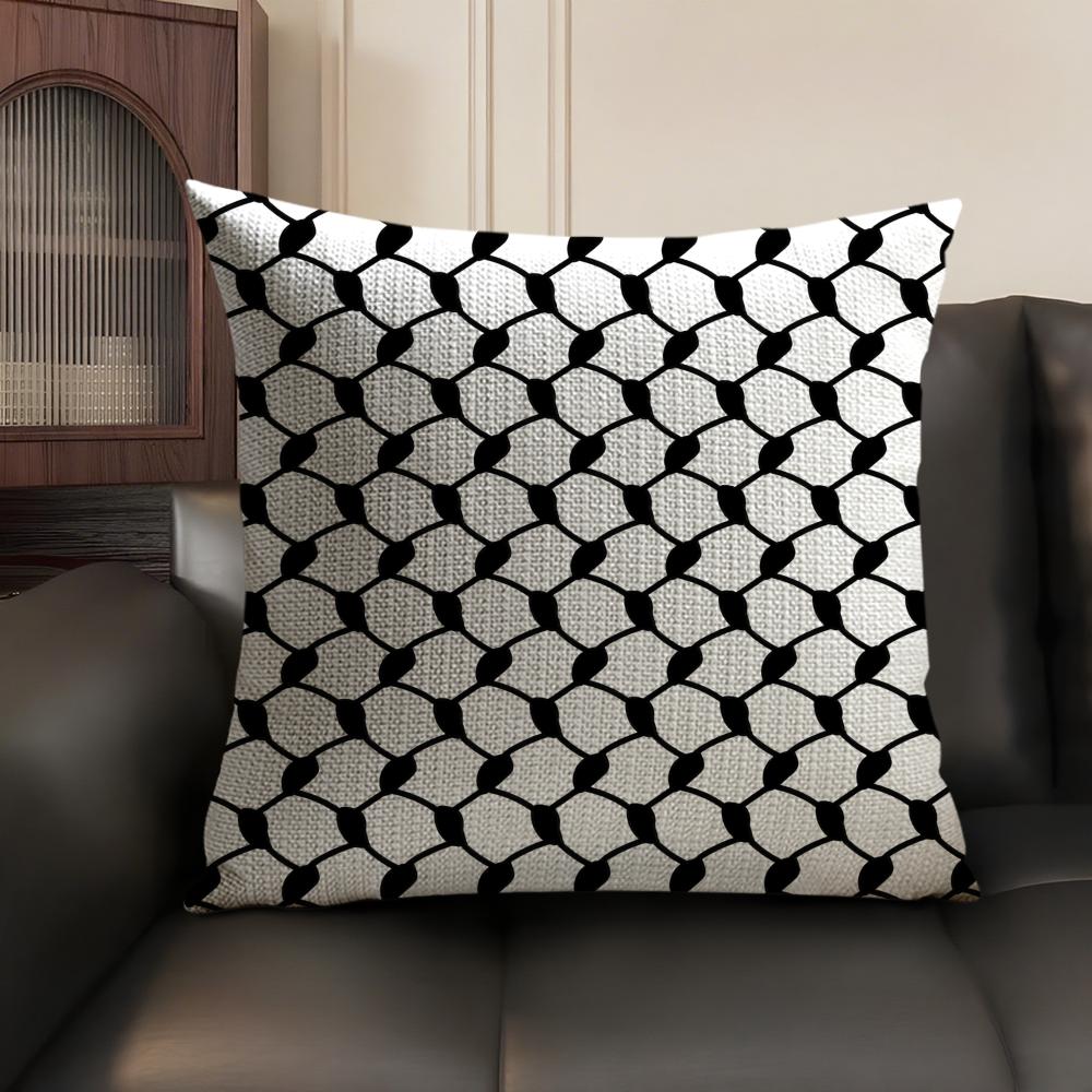 Arabische Keffiyeh Traditionelle Kissenhülle Naturleinen Bio-Stoff Zweiseitiger Druck Sofa Heimdekoration Geschenk Kissenbezug