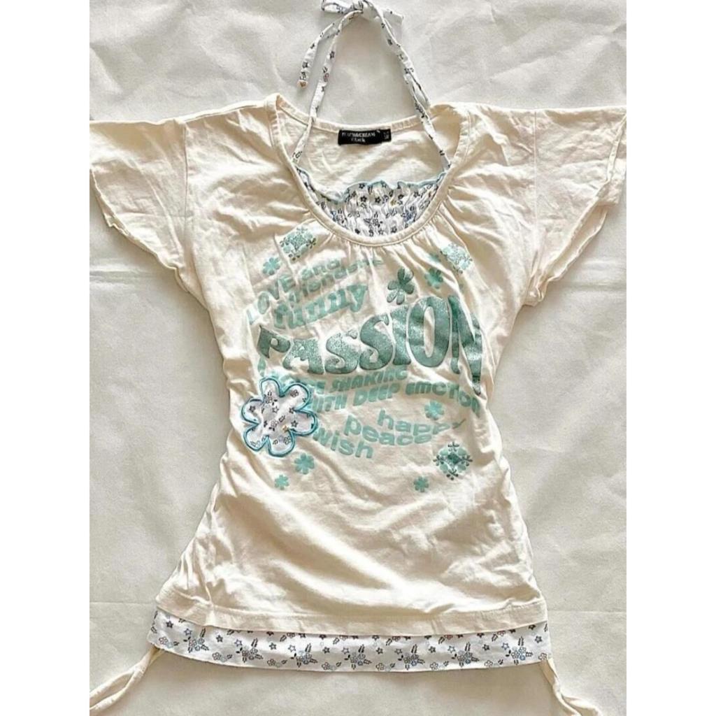 TrendHub Vintage Fake Two Tshirts Women's Clothing Floral Bandage Slim Fit Tees Ropa Mujer Casual Fashion Summer T Shirt Tops Female