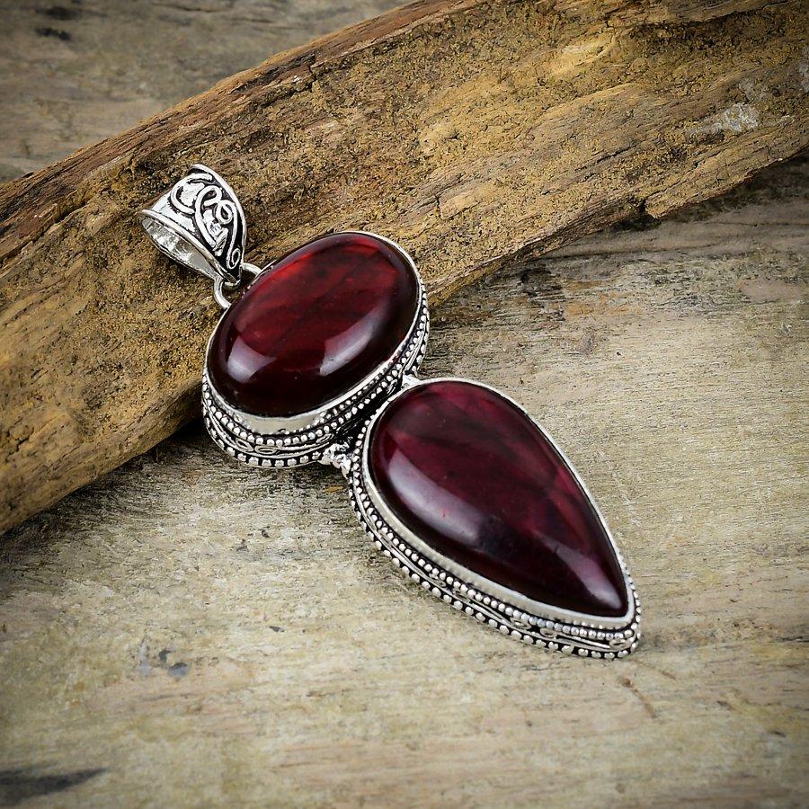 

Red Labradorite Gemstone Handmade 925 Sterling Silver Jewelry Pendant 2.76 M-183