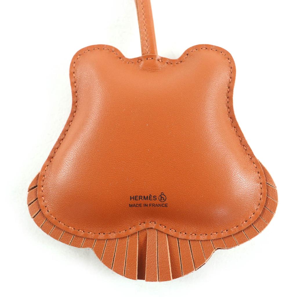 Pristine HERMES Bag charm Charm Petite Tiger Tiger Brown leather Women Used