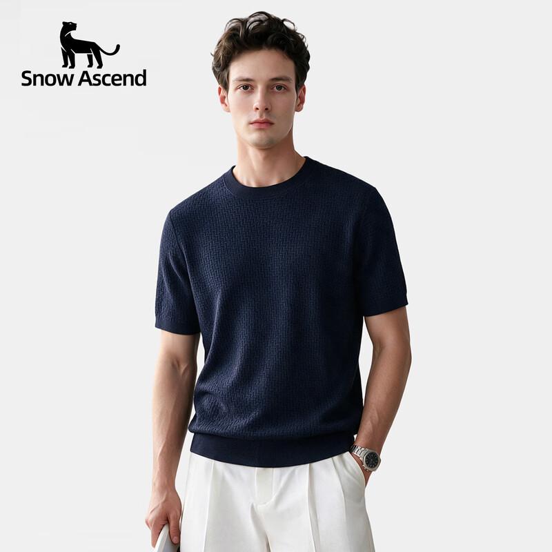 Snow Ascend Herre Luksus Cashmere-Blanding Strikket Rundhalset T-shirt