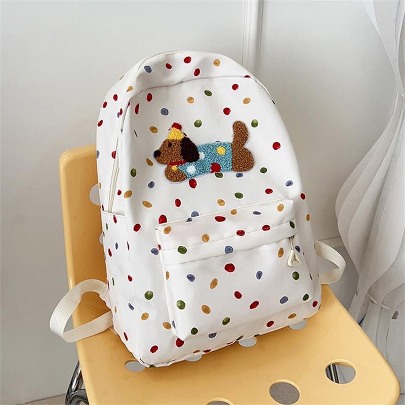 Cute Dachshund Polka Dot Backpack Large-Capacity Casual Student Schoolbag Delicate Personality Trendy Travel Bag Gifts
