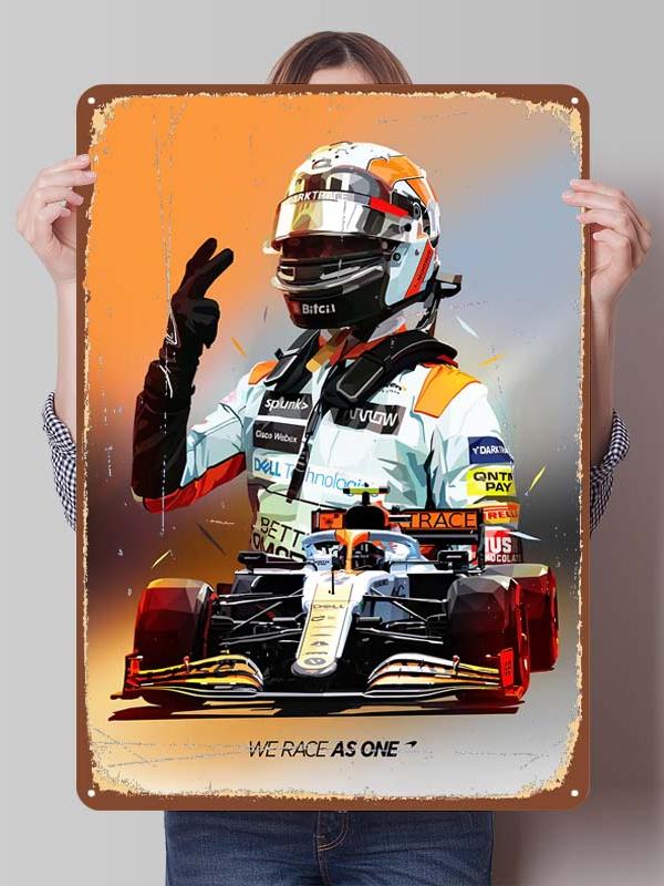Lando Norris Racer Posters F1 Racing Metal Signs Gaming Room Decoration Custom Tin Plates for Wall Art Decoration Retro Decor