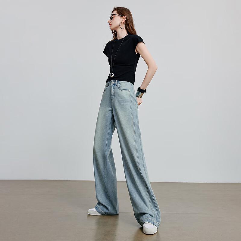 Chuyu Women's 2025 Summer Acetate Blend Wide-Leg Jeans