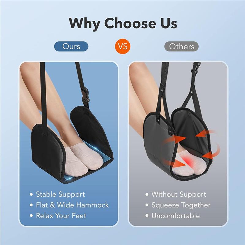 Good-Foot Relaxing Hammock Adjustable Airplane Foot Hammock For Office Travel Relaxing Under-Desk Resting Foot Hammock