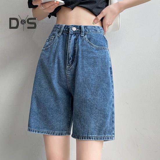 Damskie jeansy do kolan, proste, z wysokim stanem, zapinane na suwak, kieszenie retro, jednolity kolor, luźne, damskie szorty jeansowe, swobodne krótkie spodnie