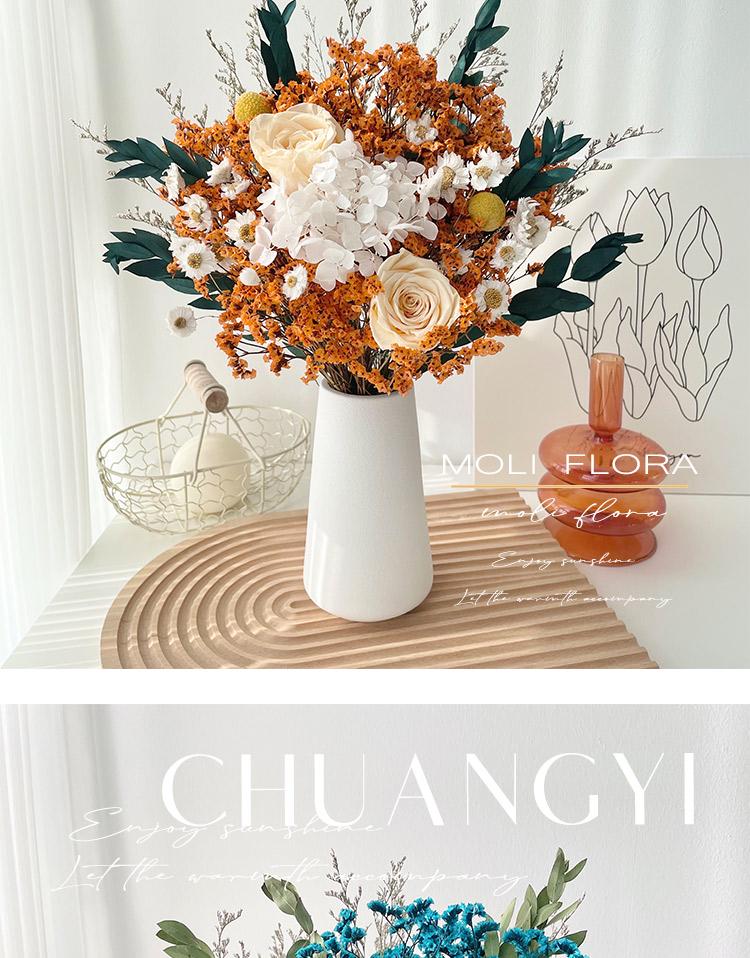 Immortal Rose & Eucalyptus Bouquet: Dried Hydrangea, Baby's Breath, Crystal Grass for Home Decoration & Living Room Arrangement