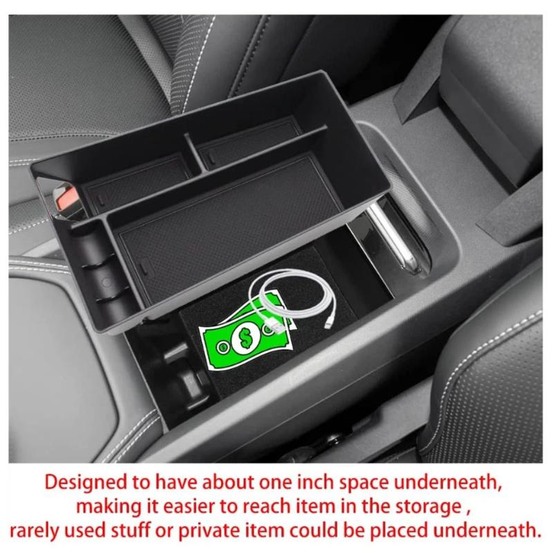 Premium ABS  Center Console Tray For Ford Mustang Mach-E -2024 Durable Anti-Slip Armrest Storage Box Car Accessories
