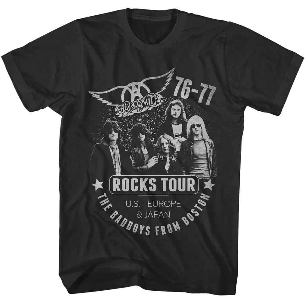 Aerosmith - 76 77 Rocks Tour - Officially Licensed - Gray Solid Front Print Adul 120
