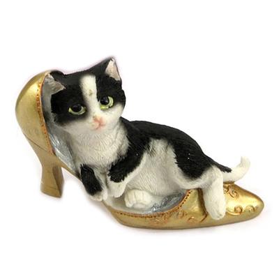 [A0356] - Resin Figurine 'Chat Mode' Black Gold - 9x6 Cm