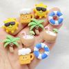 10Pcs New Cute Resin Cartoon Beach Coconut, Coconut Tree Series Flat Back Scrapbooking DIY Jewelry Craft Decoration Accessories