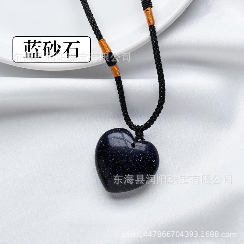 Natürlicher Kristall Liebesanhänger, Achat Halbedelstein 3cm Pfirsichherz Halskette herzförmiger Schmuckanhänger, Fabrikmode