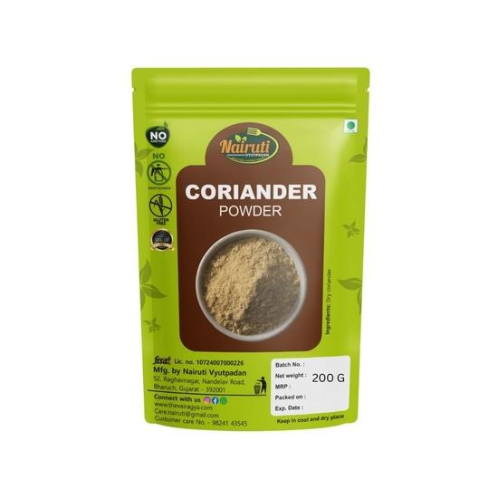 NAIRUTI VYUTPADAN Coriander powder 200g | Pure & Natural Dhaniya Powder from Premium Seeds | Aromatic Spice for Curries, Gravies, Tadka 200GM