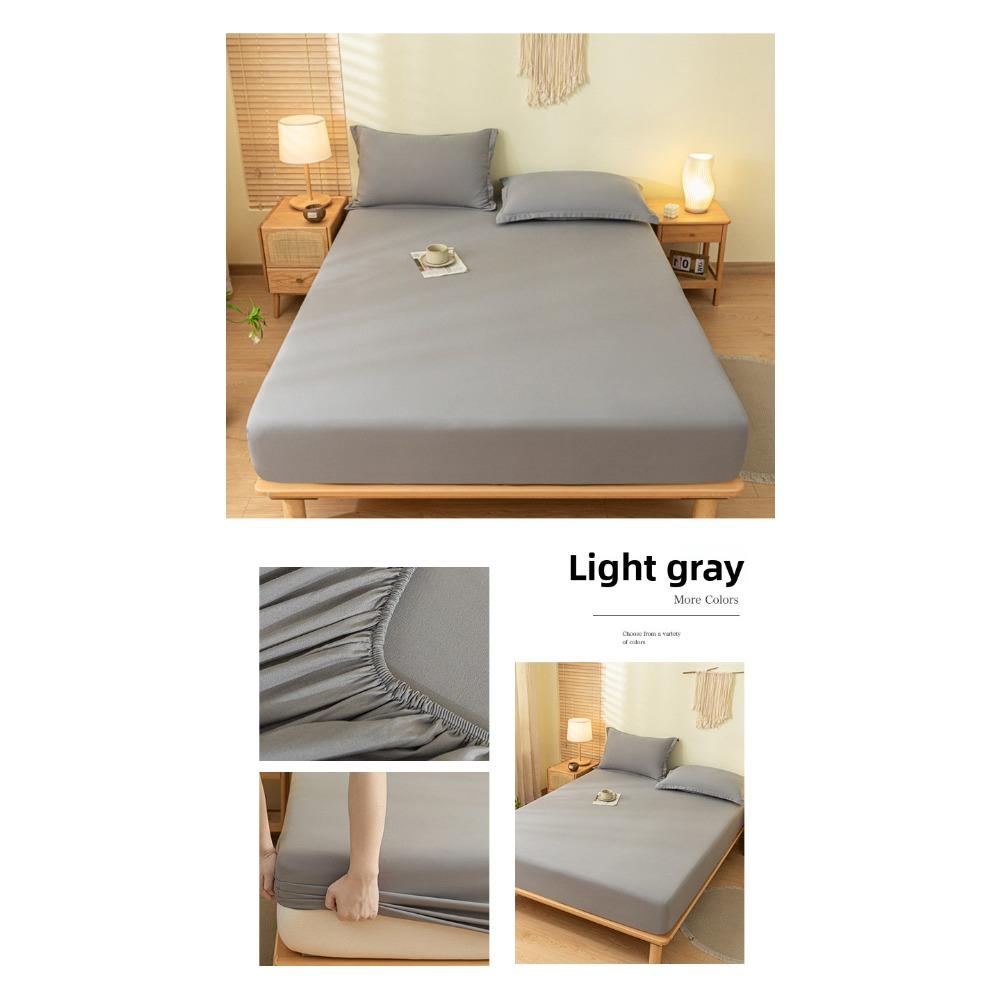 Brushed Washed Cotton Fitted Sheet, All Seasons Full Wrap Mattress Protector Cover with Pillowcase, Dustproof Anti-Dirty Bed Linen