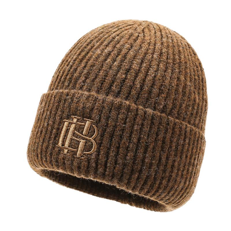 Autumn Winter Men's Hat Knitted Velvet Warm Cap Outdoor Young and Middle-Aged Wind-Proof Cap