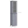 Mobiletto da Bagno con Ripiano a 3 Piani, Cassetto, Ante, Mobile Basso Autoportante Alto Sottile Organizzatore Laterale, Grigio