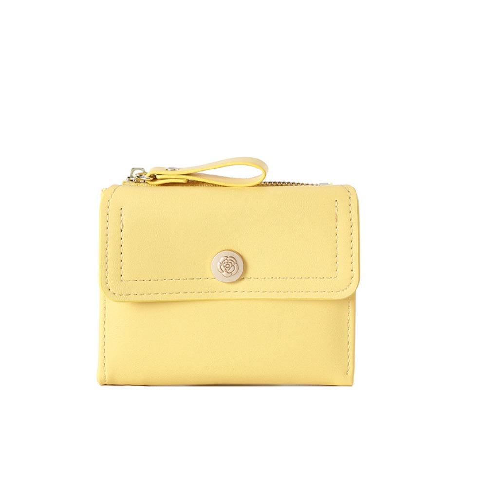 

Pu Leather Women s Wallet Solid Color Student Purse Simple Trifold Wallet Card Bag жёлтый