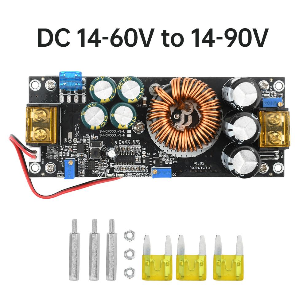 DC-DC 1500W 30A Voltage Step Up Boost Converter CC CV Power Supply Module Step Up Constant Current Module 10-60V to 12-97V Fan