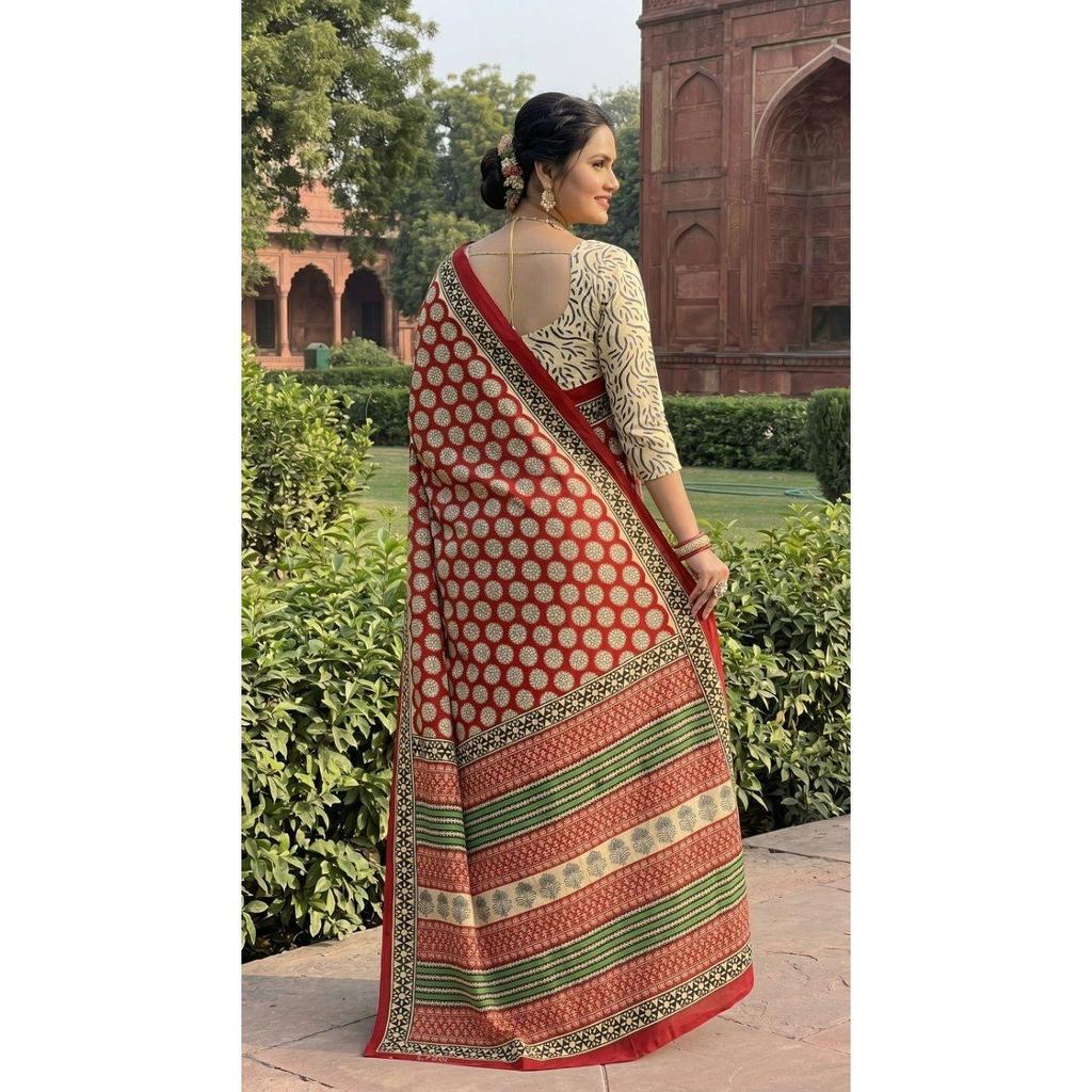 New Launch Beautiful Bagru Printed Saree Collection