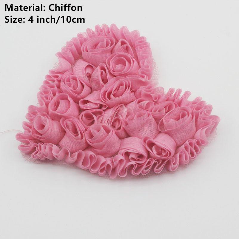 20 Stück Große Chiffon-Rosen-Herz-Aufnäher für DIY Baby Mädchen Kleidung Kleid Strampler Hemden Nähdekorationen Haarschleifen-Zubehör