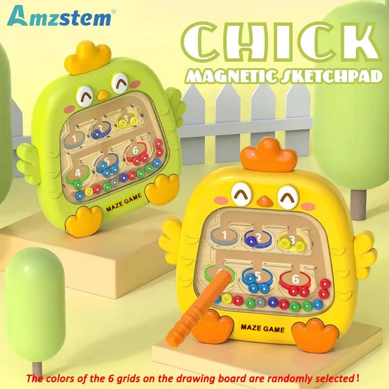 Montessori Sorting Games Magnetic Color Number Maze Board Pen Moving Bead Games Fine Motor Skills Educational Toys for Kids Gift