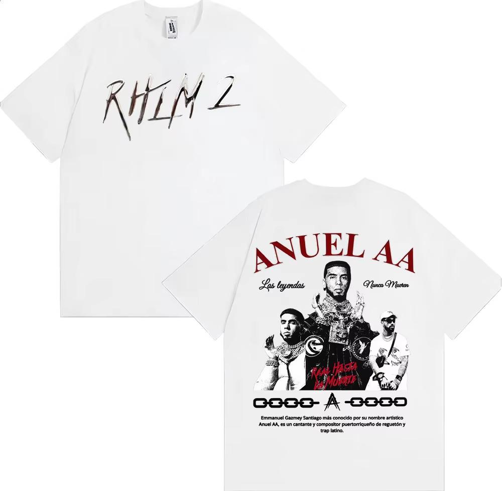Rapper Anuel AA Rhlm 2 Album 2025 World Tour T Shirts Men Clothing Hip Hop High Street T-shirt Vintage Casual Oversized Tshirts