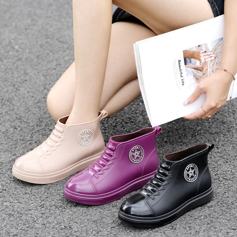 New Short Tube Waterproof Shoes Women's Rain Shoes Inner Heightening Water Boots Low Tube Wear-resistant Non-slip Rain Boots Korean Version