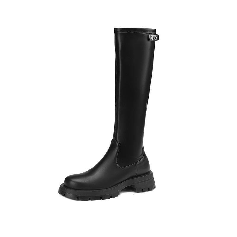 Autumn and Winter Women's High Boots Thick-soled Non-slip Medium-heeled Women's Boots New Large-size Round Head Square-heeled Boots Korean Versio