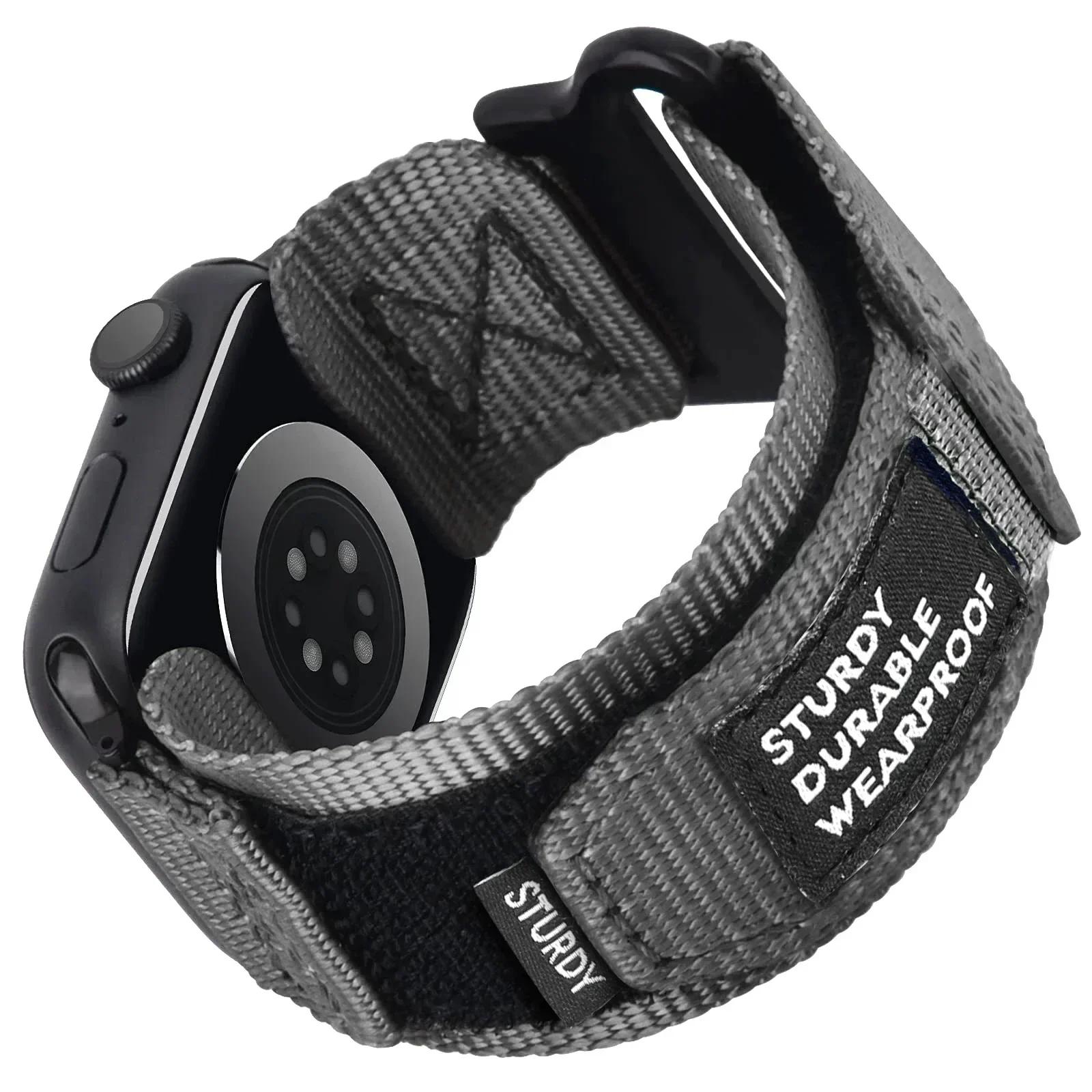 

Нейлоновый ремешок для Apple Watch Band Ultra 2 49 мм S10 46 мм 42 мм 45 мм 44 мм 41 мм 40 мм Спортивный браслет для Iwatch Series 9 8 7 6 SE 5 4 42mm 44mm 45mm 49mm серый