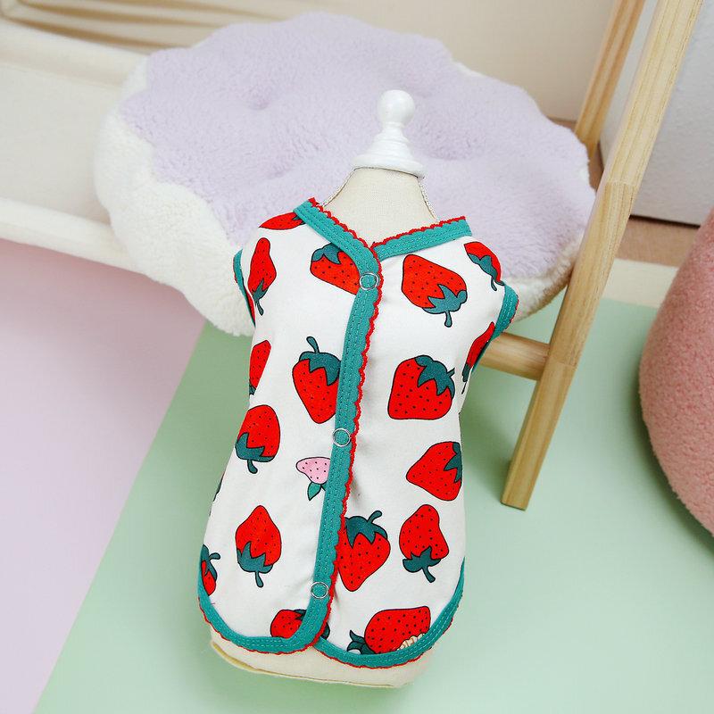 Pet Dog Cat Lemon Strawberry Print Vest Small Dogs Cats Summer Outfit Breathable Cute Soft Lightweight Casual