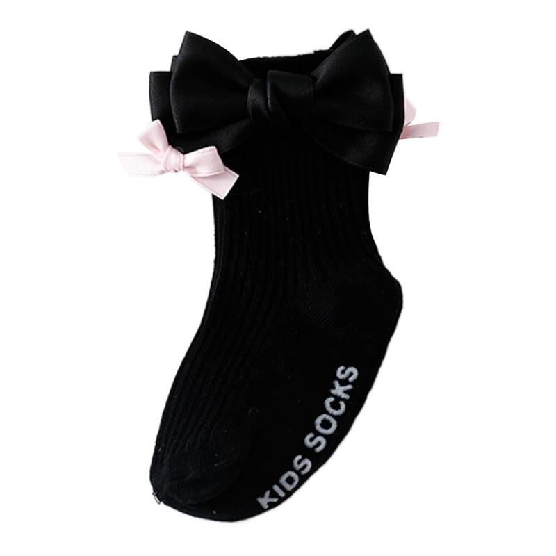 

Lace Up Bowties KneeHigh Socks Little Girl Lace Socks Breathable Spring Socks Child Hosieries Foot Warmer M чёрный