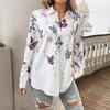 Plus Size Women's Spring Style Printed Cardigan Long Sleeved Shirt