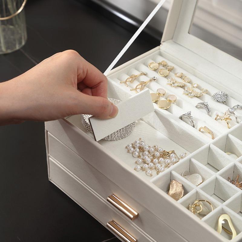 Leather Jewelry Box Luxury Exquisite 3 Layer Modern Drawer Style Jewelry Box Multifunctional Creative Display Miniature Ornaments Packaging Supplies