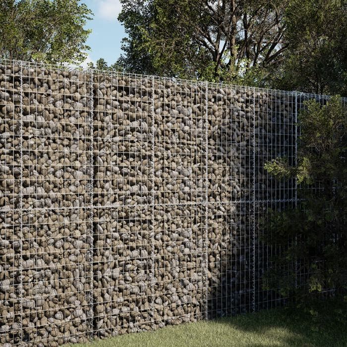 VidaXL Panier gabion avec couvercle 100x50x200 cm fer galvanisé, mur en gabion, mur de soutènement en gabion, clôture en 3295166