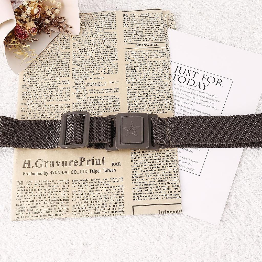 Plastic Buckle Nylon Woven Tactical Belt Outdoor Quick-Drying Canvas Unisex Star Logo Belt