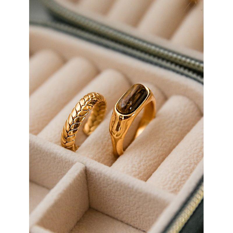 

Vintage Tigereye Saddle Ring Women s Twin 18K Gold Wheat Ear Ring (Opening) Inner Diameter 1.65cm