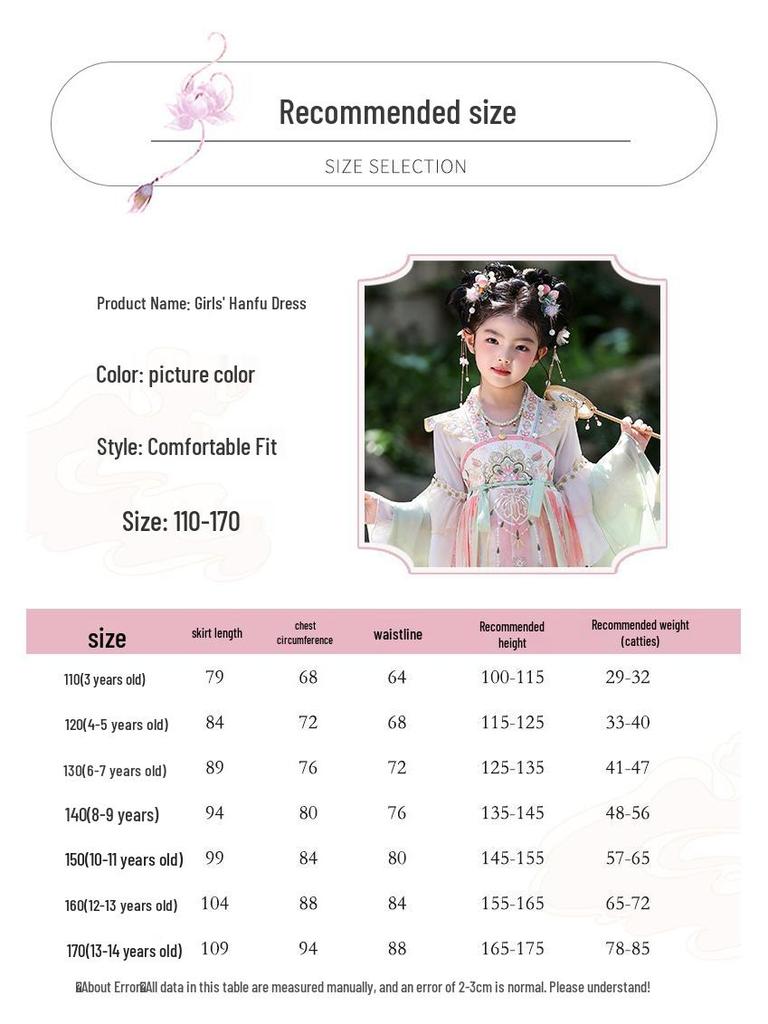 2025 Mädchen Hanfu: Frühlings-/Herbst-Tang-Anzug - Prinzessinnenkleid im chinesischen Stil