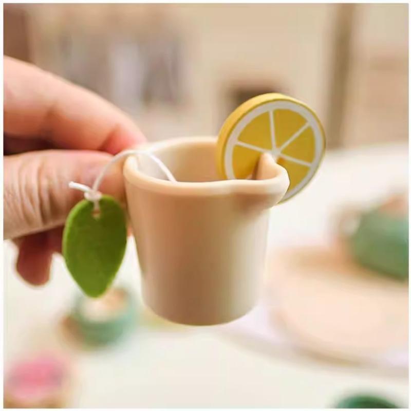 Wooden Kids Tea Set Pretend Play Food Kitchen Accessories Creative Imaginative Toy for Girls Birthday Tea Party Playroom
