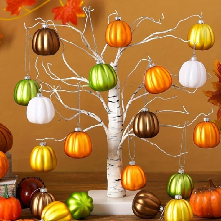 20pcs Halloween Bulk Decoration Set Plastic Pumpkin Orbs With Fade Resistant Finish Easy Hanging For Home School