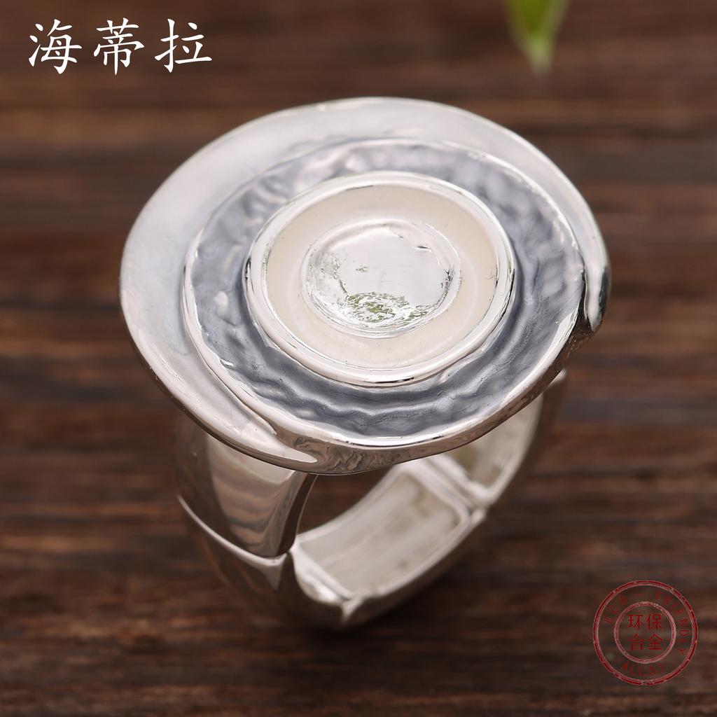 New color painting oil geometric disc elastic alloy ring fashionable and simple women's street versatile ring