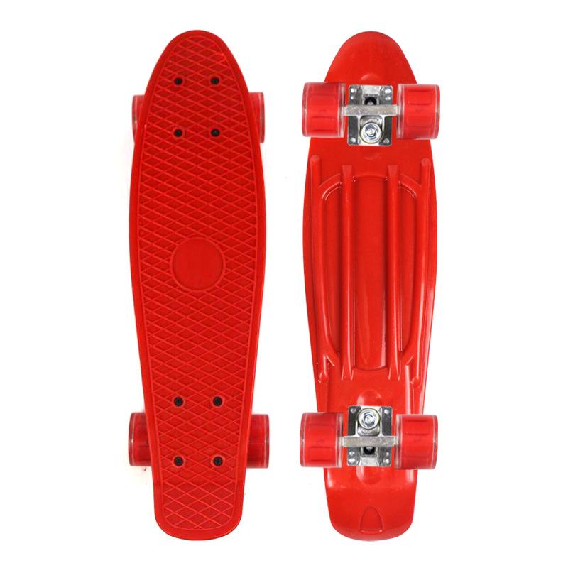 

22 Four-Wheel Fish Board Skateboard with Light-Up PU Wheels, Non-slip Deck, for Beginner and Kids Street Cruising 55.5 x 13.5 x 10 cm