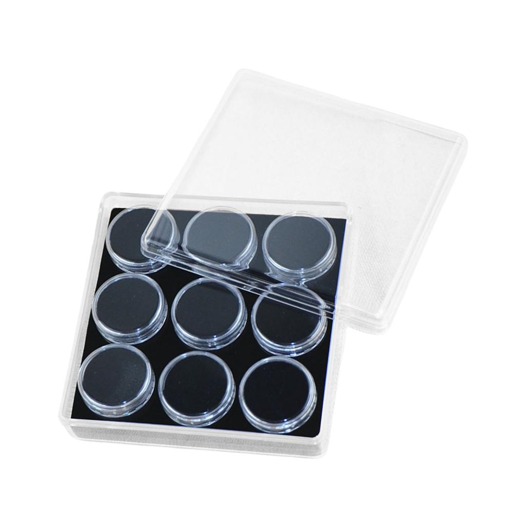 Acrylic Jewelry Display Box with 9 Slot for Gemstones Storage and Rings Showcase Featuring Clear Lid and Sponag Interior