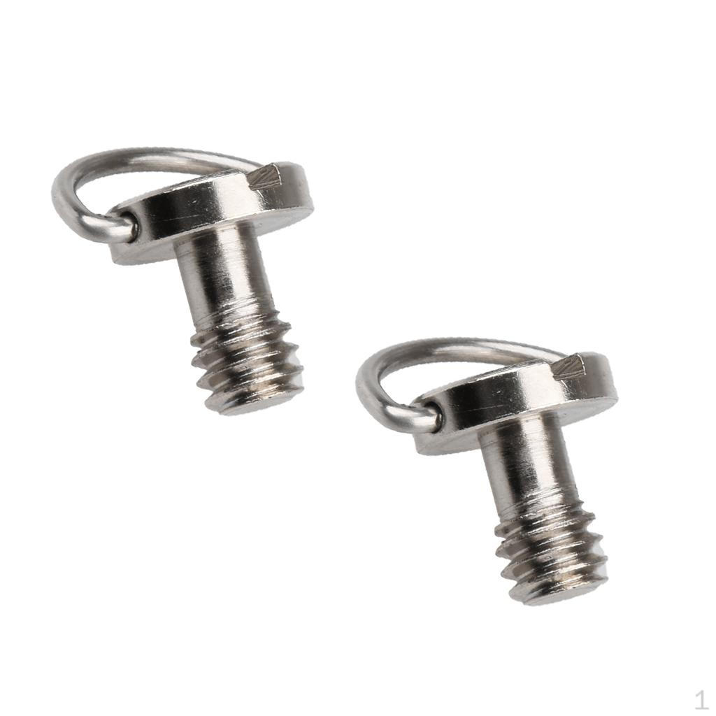 2 Pieces 1/4" D-Ring Screw For Camera Tripod Plate Photography