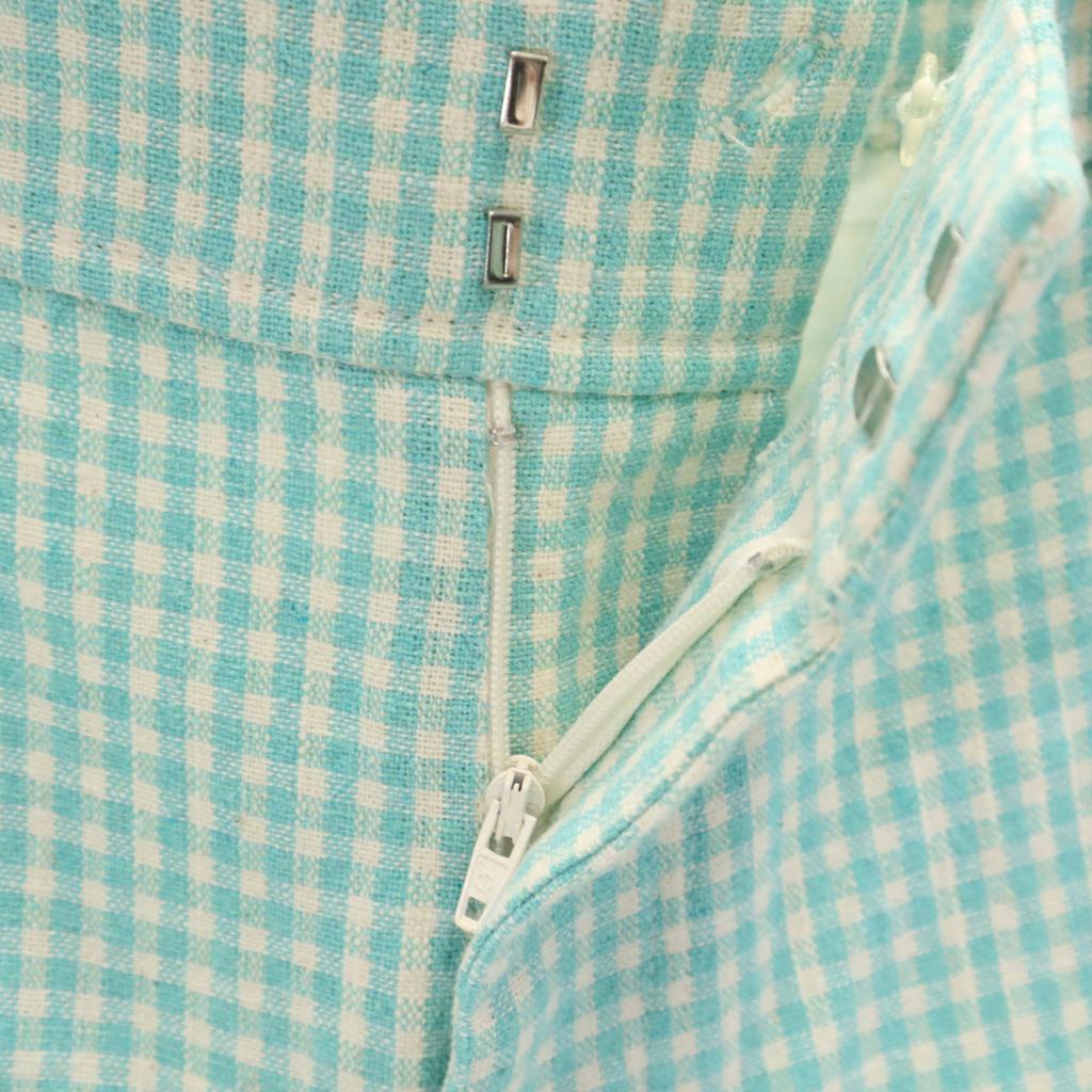 Unused ZARA Gingham Check Pattern Flare Pants M Mint Green Women Used